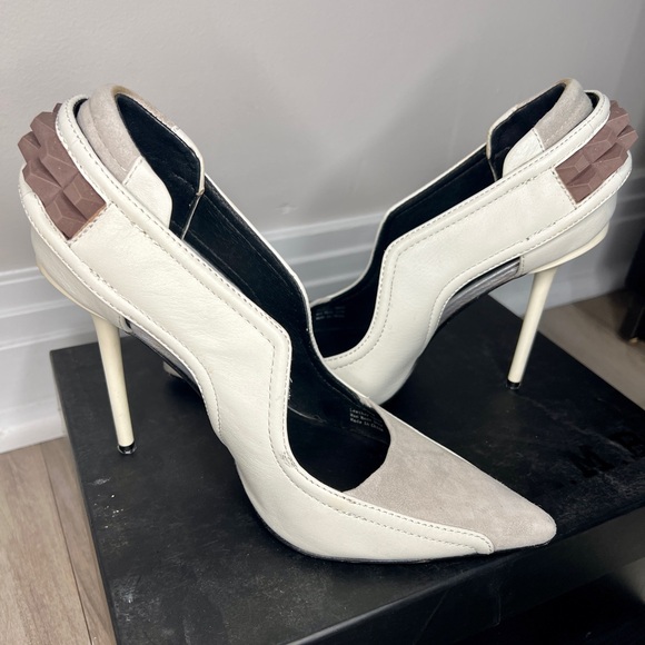 L.A.M.B. Enforcer Enforcee White Grey Heel Pump 7.5M - Picture 3 of 11